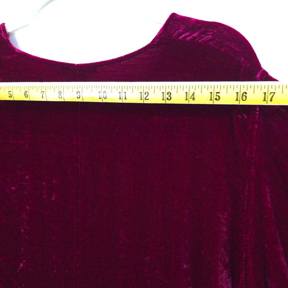 Eileen Fisher Velvet Dress Silk Blend Berry Red Women 1X Luxe Festive Minimalist - Picture 7 of 11